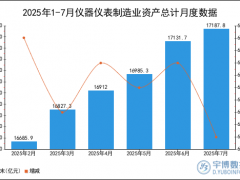 2025年1-7月仪器仪表制造业资产总计统计分析