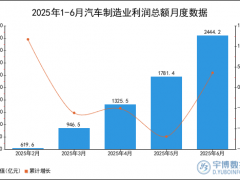 2025年1-6月汽车制造业利润总额统计分析