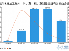 2025年1-6月木材加工和木、竹、藤、棕、草制品业所有者权益合计统计分析
