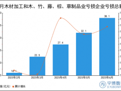 2025年1-6月木材加工和木、竹、藤、棕、草制品业亏损企业亏损总额统计分析