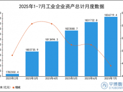 2025年1-7月工业企业资产总计统计分析