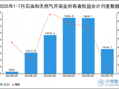 2025年1-7月石油和天然气开采业所有者权益合计统计分析