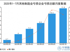 2025年1-7月其他制造业亏损企业亏损总额统计分析